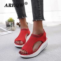 【CW】 Women  39;s Sandals Shoes Wedge Platform Pu Buckle Sewing Ladies Fashion Sandal Peep Toe Female