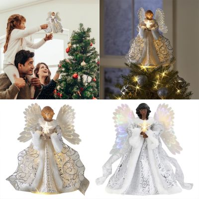 【CW】 Christmas Angel Pendant LED Light Angel Pendant Doll Little Angel Christmas Tree Stain Glass Birds Balls of The Universe Book