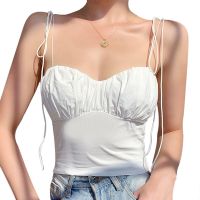 Women Sleeveless Camisole Summer Sexy V Neck Strappy Ruched Tank Tops Adjustable Length Vest Tops