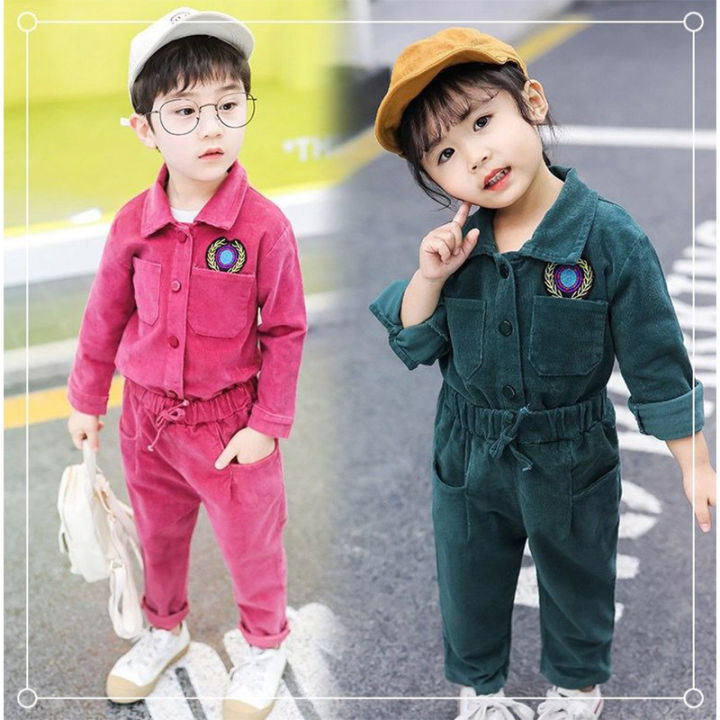 amila-เสื้อผ้าลูกฟูกสำหรับเด็ก-ชุดเสื้อผ้า2ชิ้นเสื้อแจ็กเก็ตแฟชั่นสไตล์เกาหลีสำหรับเด็กผู้ชายและเด็กผู้หญิง