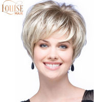 Louise Synthetic Blonde Wig 10 Inch Light Brown Bob Wigs For Women With Side Bangs Hairs High Temperature Fiber Straight Wigs