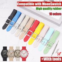 สายนาฬิกา Ruer สำหรับ Moonswatch Omega X Swatch ผู้ชาย20มม. ปลายโค้งสายนาฬิกาข้อมือกันน้ำพร้อมอุปกรณ์เครื่องมือทดแทน