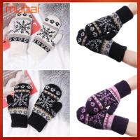 MUBAI Warm Winter Women Girls Thick Warm Soft Mittens Snowflake Pattern Imitation Cashmere Knitted Gloves