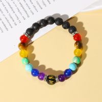 [Free ship] Ethnic Wind Volcanic Stone Colorful Frosted Hand String Beaded Mens and Womens Jewelry