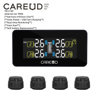 CAREUD T812-WF LED ภายนอกรถยนต์ TPMS ระบบตรวจสอบแรงดันลมยางรถยนต์พลังงานแสงอาทิตย์ชาร์จ USB