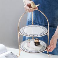 Light luxury gold three-layer cake dessert rack Western food plate setting table Tea break shelf mold Double deck dessert table