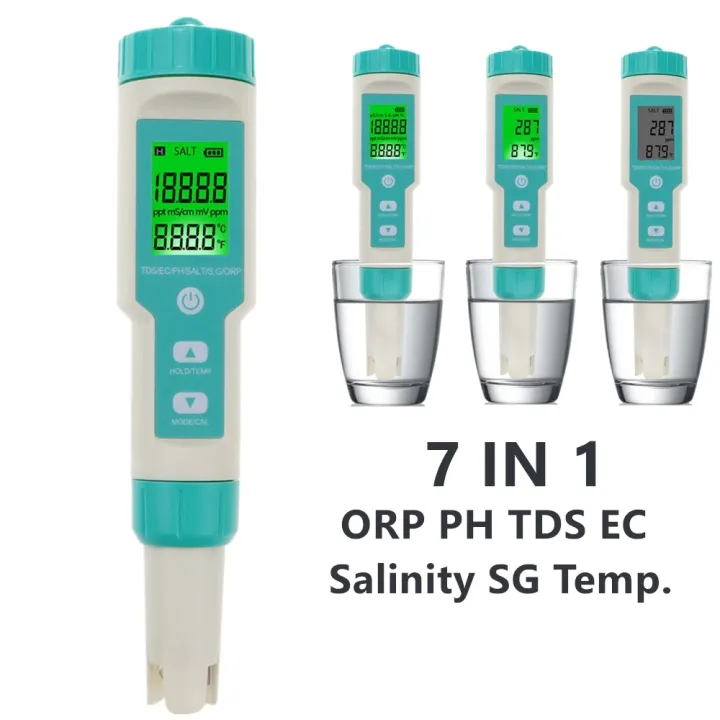 7 In 1 Digital ORP PH TDS EC Meter Salinity SG Temperature Tester ...