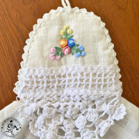 ผ้าเช็ดมือแบบแขวนผ้าคอตตอนปักลายดอกไม้ Hanging hand towels handmade