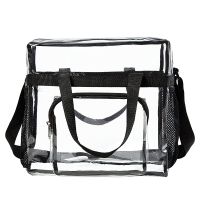 Large Capacity Clear Tote Bag with Handle and Adjustable Strap Durable PVC Cross-Body Shoulder Bag Transparent Stadium Approved