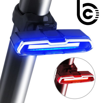 Bike Tail Light Ultra Bright USB Rechargeable LED Bicycle Rear Light 5 Light Mode Headlights with Red &amp; Blue for Cycling Safety