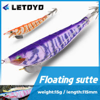 LETOYO 15g 115mmจิ๊กปลาหมึกเรืองแสงลวดสแตนเลสเหยื่อปลาหมึกเรืองแสงปลาหมึกตกปลาทะเลปลาหมึกลอยน้ำ