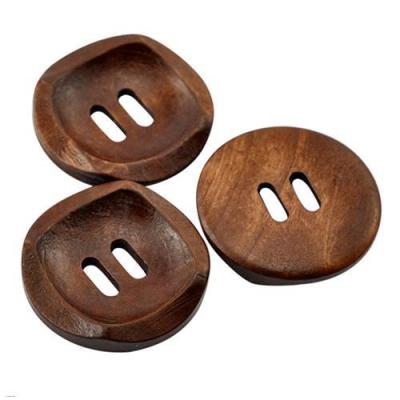 25 Pcs Coffee Round 2 Holes Wood Sewing Buttons 30mm Craft Clothes DIY Scrapbook C1FA