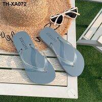 Flip-flops womens summer Korean fashion casual outer wear non-slip transparent pinch couple net red beach sandals ins