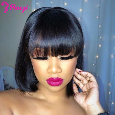 Short Bob Human Hair Wigs Short Bob Wigs With Bangs Brazilian Straight Hair Wig For Black Women Cheap Bang Wigs Wholesales