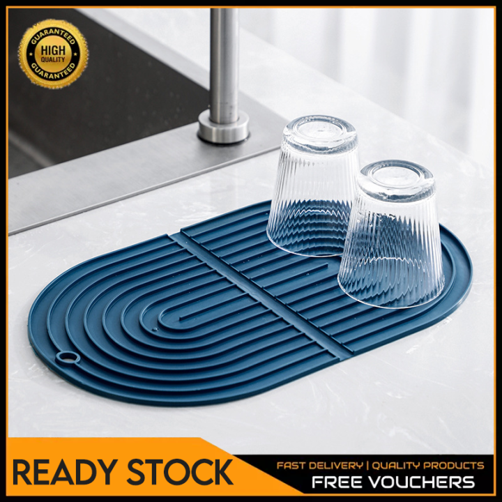 Quick Drying Sink Pad Sink Protector Kitchen Table Anti Slip TPR Sink Mat  Dishes Heat Insulation