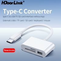 HdoorLink 3 IN 1สายไมโครยูเอสบีตัวอ่านบัตร TF ประเภท C/ไมโคร USB เพื่อการ์ดรีดเดอร์ SD OTG U Disk อะแดปเตอร์สำหรับตัวอ่านการถ่ายโอนข้อมูลสำหรับโทรศัพท์มือถือพีซี