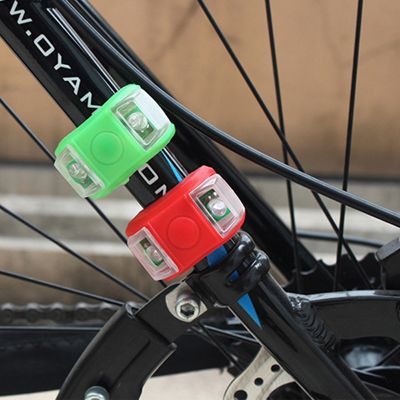 ✷✱﹍ 1pcs Bike Led Flash Lights Silicone Head Front Rear Wheel Waterproof Safety Lamp Green Taillights Bicycle Cycling Accessories