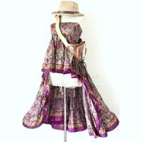 BOHO Vintage saree silk  High-low dress with frill