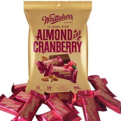 Items for you 👉 whittakers 12 mini size chocolate  180กรัม 12ชิ้น มินิช็อกโกแลต3รสชาตินำเข้าจากนิวซีแลนด์ almond cranberry