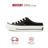 ❁☽♂ MISTERY รองเท้าผ้าใบเปิดส้น ด้านล่างหนา รุ่น CLASSIC SUMMER PLATFORM สีดำ（MIS-231）