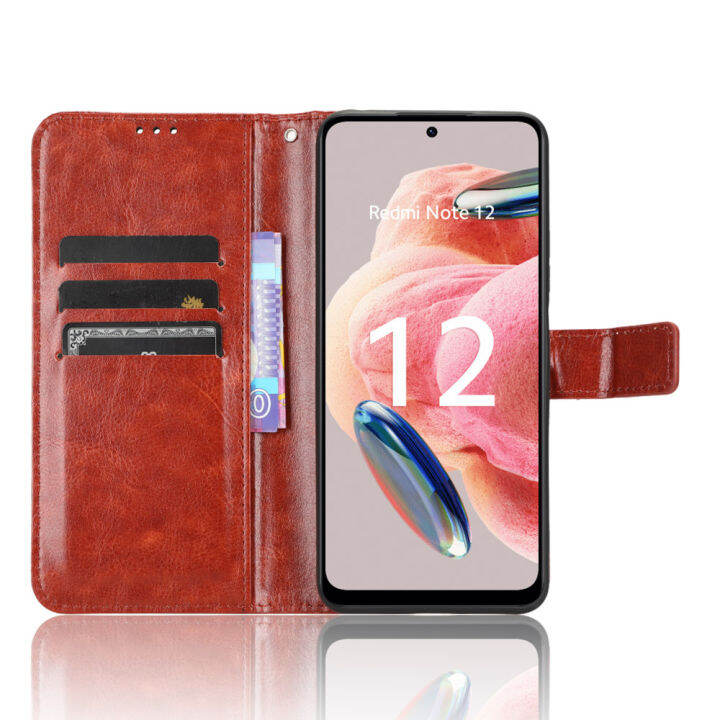 เคสแท่นวางโทรศัพท์ฝาพับสำหรับ-redmi-note-12-4g-เคส-note12-redmi-4g-ฝา-pu-หนังกลับแบบกระเป๋าสตางค์