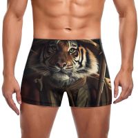 Tiger Swimming Trunks Hunting Animal Elastic Fashion Swim Boxers Plus Size Training Man Swimwear Swimwear