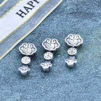 ขายส่ง 3D เงินแข็ง 999 ตัวอักษรสีเงินบริสุทธิ์รูปแบบอายุยืน Ruyi Xiangyun หัวเข็มขัดสตริง เชือกถักเชือกมือทำด้วยมือ DIY อุปกรณ์เสริม
