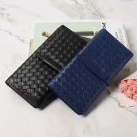 2023 New★ 2021 new Korean version mens and womens long wallet pure sheepskin hand-woven leather business top layer cowhide wallet