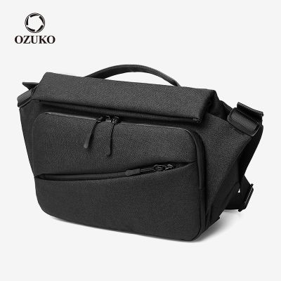 Ozuko กระเป๋า Messenger กระเป๋สะพายไหล่กระเป๋า พร้อมช่องเสียบชาร์จ USB แฟชั่นผู้ชาย