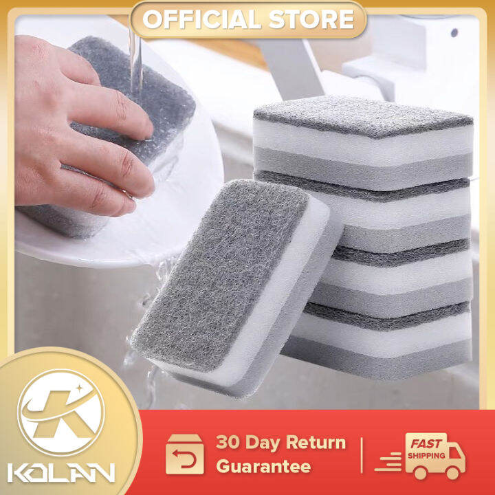 Kolan Sponge Scrub Pot Wash Dishes Kitchen Cleaning Three Layer ...