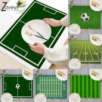 Football Field Place Mats Soccer Game Strategy Tactics End Zone Touchdown Sports Competition Theme Linen Placemats Dining Table