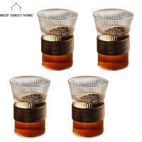 24pc Japanese Style Glass Cup Set Walnut Cup Holder Coffee Milk Drinking Glasses Mug Set Office Home Teacup Drinkware