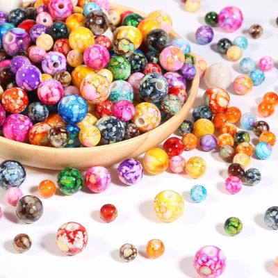 1pack Mixed Color Acrylic Flower Pattern Round Loose Beads for Bracelet Jewelry Making Supplies Diy