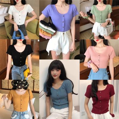 ==พร้อมส่ง== เสื้อแขนสั้น คอกลมทรงสวย