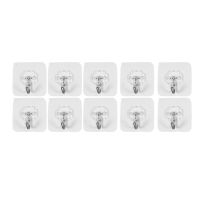 10 Packs Reusable Adhesive Hooks,Transparent Heavy Duty Wall Hooks with No Scratch, Waterproof and Oilproof for Bathroom, Bedroom, Kitchen, Refrigerator Door, Wall and Ceiling