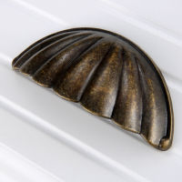 1pc Alloy Shell Shape Handle Semicircle Pull 64mm Kitchen Drawer Cabinet Door Furniture Knob Flower Antique BronzeBlack wscrew