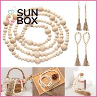 SUN BOX เครื่องประดับ Boho ชนบท งานฝีมือไม้ DIY วันหยุด ลูกปัดอธิษฐาน ตกแต่งบ้าน พวงมาลัยลูกปัดไม้ แขวนผนัง