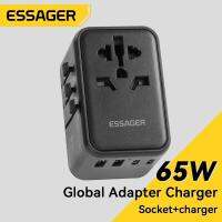 Essager 65W ที่ชาร์จอเนกประสงค์สำหรับท่องเที่ยวที่ชาร์จความเร็วสูง Gan ทั่วโลก Adaptor Traveling ที่ชาร์จติดผนังสำหรับสหรัฐฯยุโรปสหราชอาณาจักรปลั๊ก AUS ชาร์จอเนกประสงค์