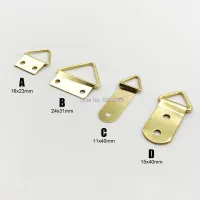 25pcs Golden Triangle D-Ring Photo Picture Frame Hanger Hang Oil Painting Mirror Art Work Hooks Small Double 2 Holes with screws