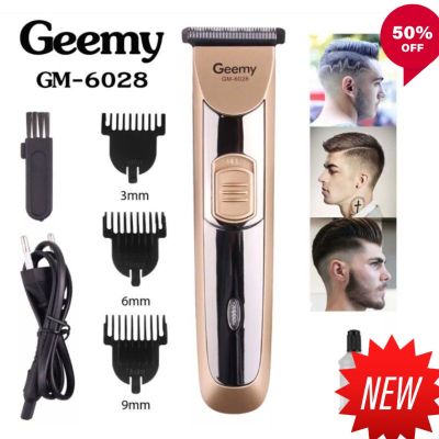 NP ** Geemy GM-6028 ปัตตาเลี่ยนตัดผม ไร้สาย งานดี โกนได้ กันขอบดี อุปกรณ์ตัดผมชาย หญิง แต่งทรงผม ส่งฟรี