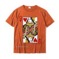 Queen Of Hearts Blackjack การ์ดโป๊กเกอร์21 Q คู่จับคู่เสื้อยืดผู้ชายล่าสุดเสื้อยืดผ้าฝ้าย Tops &amp; Tees Cool