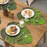 Palm Leaf Placemat Artificial Green Plant Insulation Non-slip Tableware Home Western Anti-hot Plate Table Kitchen Decor Mats