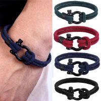 COD DSFDSFEEEE Men U Shape Survival Buckle Bracelet/ Men Classic Braided Rope Bracelets/ Adjustable Rescue Anchor Rope Bracelet/ Women Jewelry Gifts