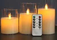 Remote LED Electronic Flameless Candles Light Flickering Wick 3D Effect Glass Candle Flickering Light Home Festival Party Decora