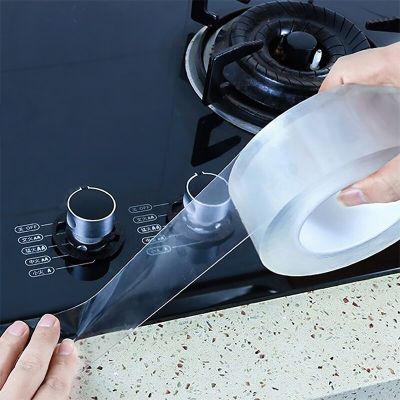 Waterproof Nano Tape Kitchen Bathroom Shower Mould Proof Tape Lucency Self Adhesive Sink Bath Sealing Strip Home Protective Film Adhesives Tape