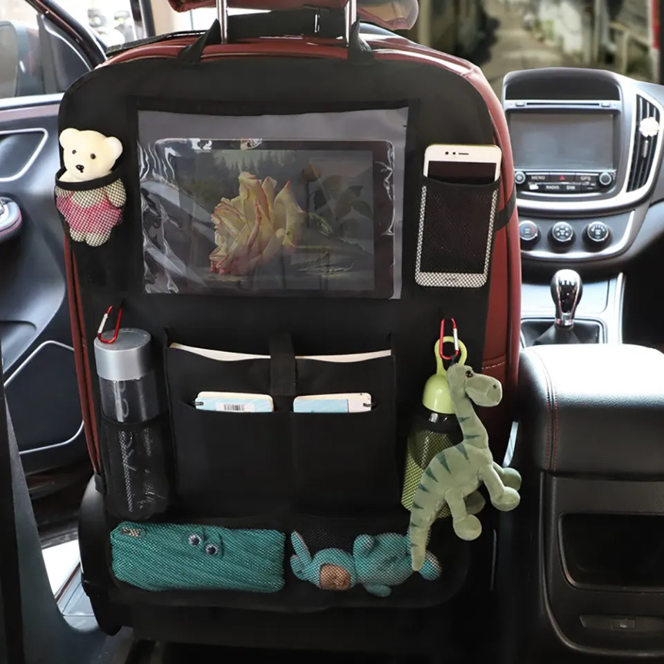 Car Back Seat Pouch For Kids Car Organizer Protector Stowing Tidying  Multi-Pocket Tablet PC Stand Holder Auto Phone Pocket Hanging Storage Bag