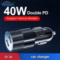 40W PD ที่ชาร์จแบตในรถ Type C ชาร์จไฟเข้าเร็วพอร์ตคู่ QC 3.0โทรศัพท์มือถืออะแดปเตอร์สำหรับ11 12 13 Pro Max เหมาะสำหรับ Samsung ที่เหมาะกับ Xiaomi ที่เหมาะกับ Apple