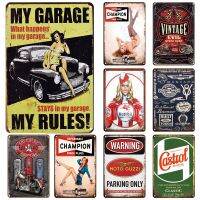 ป้ายดีบุกโรงรถของฉันกฎของฉันเหมาะสำหรับ Dads Garage Decor, Motor Oil Plaque, Retro Vintage Metal Poster, Unique Plate Gift For Club, Man Cave Wall Decor