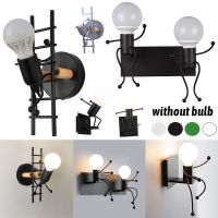 Wall Light Creative Iron Wall Lamp Cartoon Robot Industrial Style Art Villain Stairs Wall Sconce for Children Indoor Art Decor