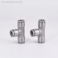 Tee 3 Ways Fit 6.35mm 1/4 9.52mm 3/8 12.7mm 1/2 PU Tube Pneumatic 304L Push In Quick Connector Release Air Fitting Plumbing